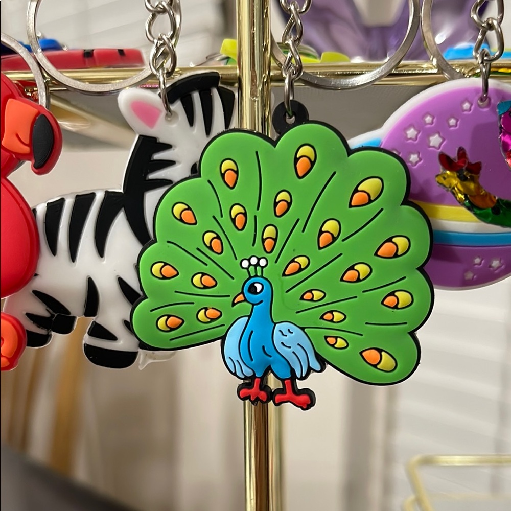 Colorful Peacock Bird Keychain
